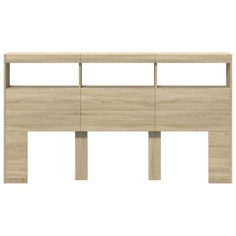 vidaXL Headboard Cabinet with LED Sonoma Oak 180 cm
