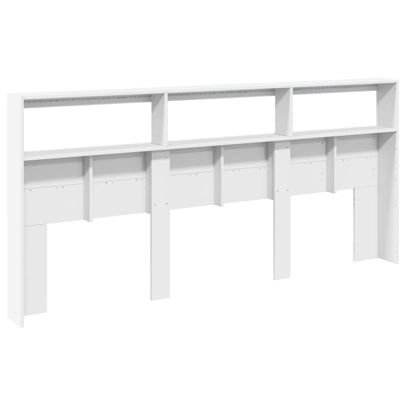 vidaXL Headboard Cabinet with LED White 220x17x102 cm