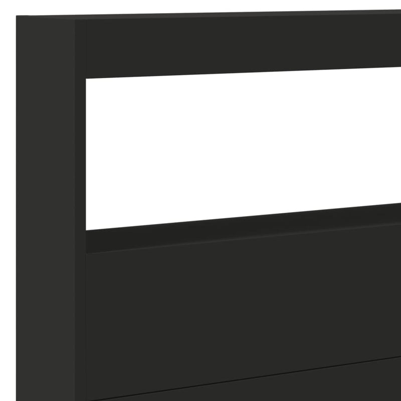 Headboard Cabinet with LED Black 220x17x102 cm