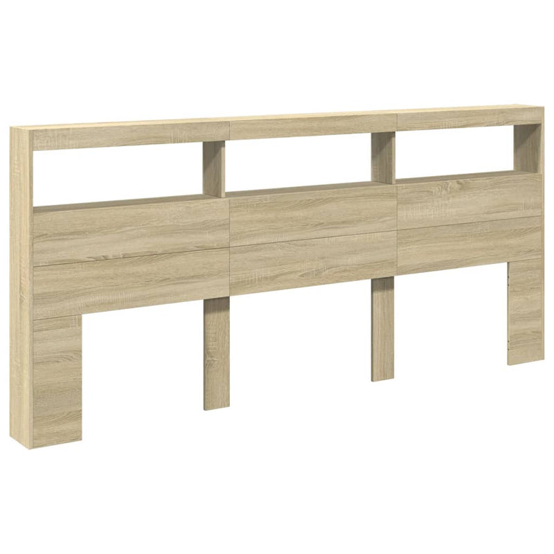 vidaXL Headboard Cabinet with LED Sonoma Oak 220 cm