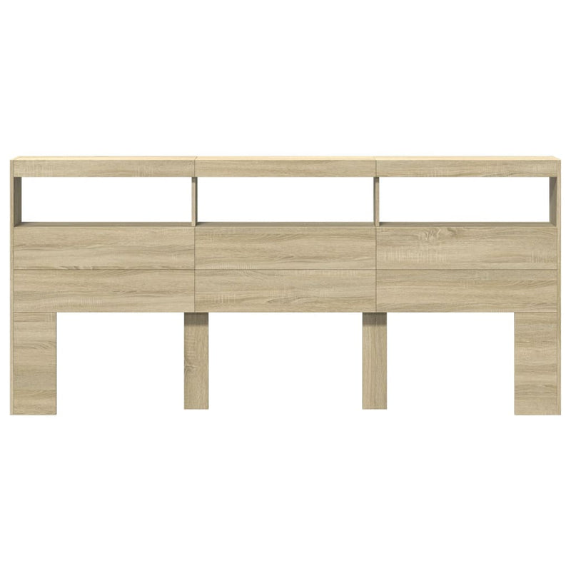vidaXL Headboard Cabinet with LED Sonoma Oak 220 cm