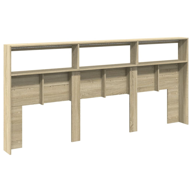 vidaXL Headboard Cabinet with LED Sonoma Oak 220 cm