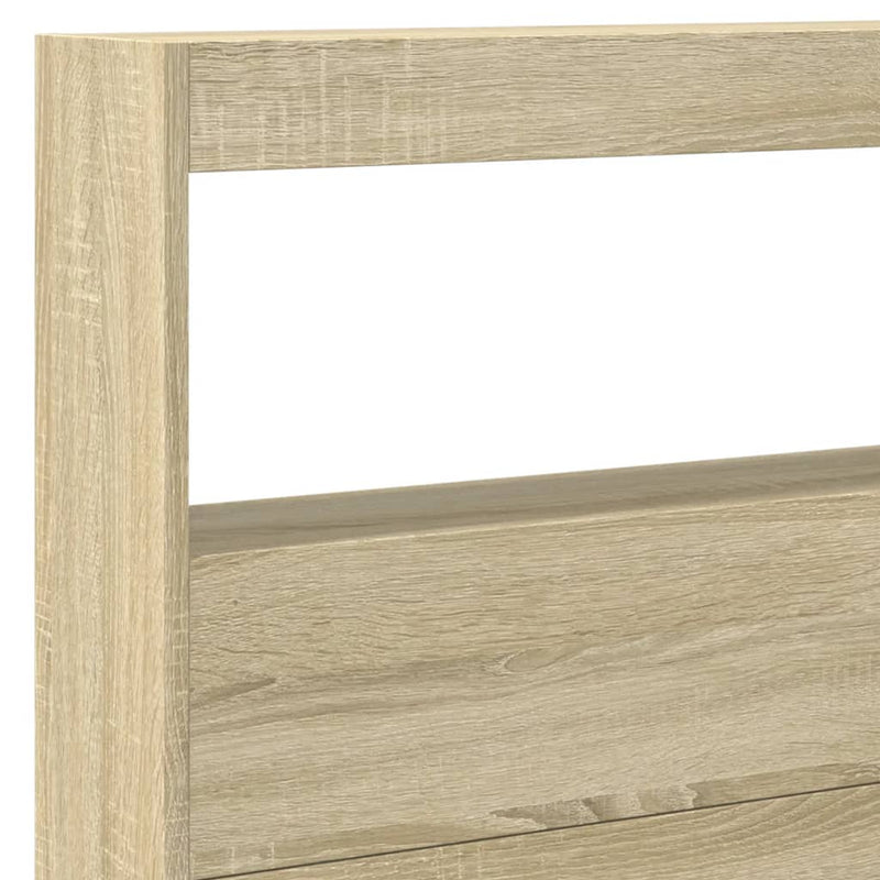 Headboard Cabinet with LED Sonoma Oak 220x17x102 cm