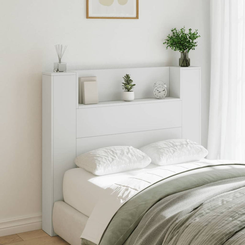 Headboard Cabinet with LED White 120x16.5x103.5 cm