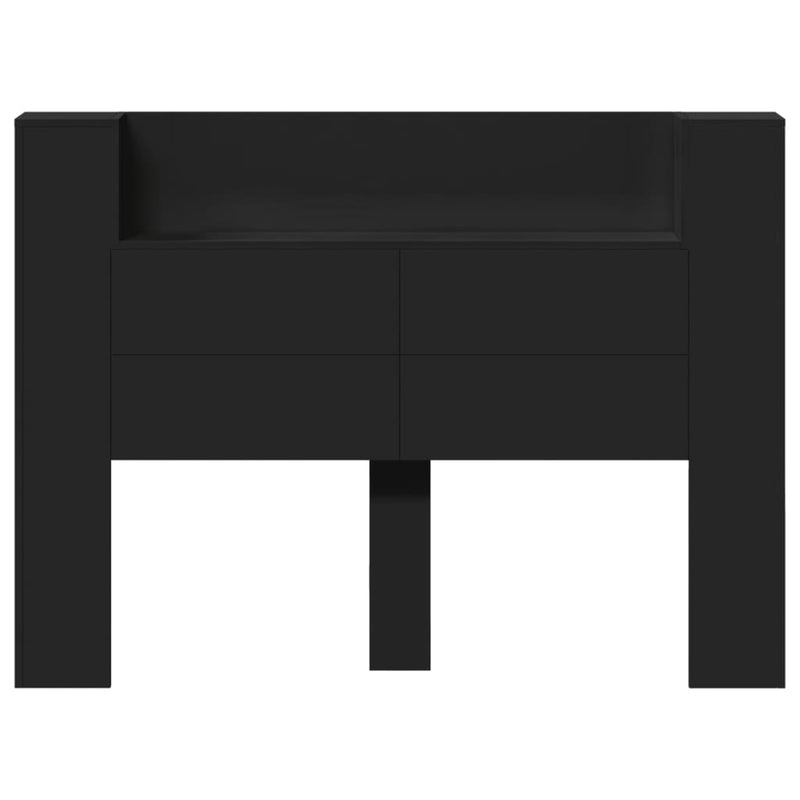 Headboard Cabinet with LED Black 140x16.5x103.5 cm