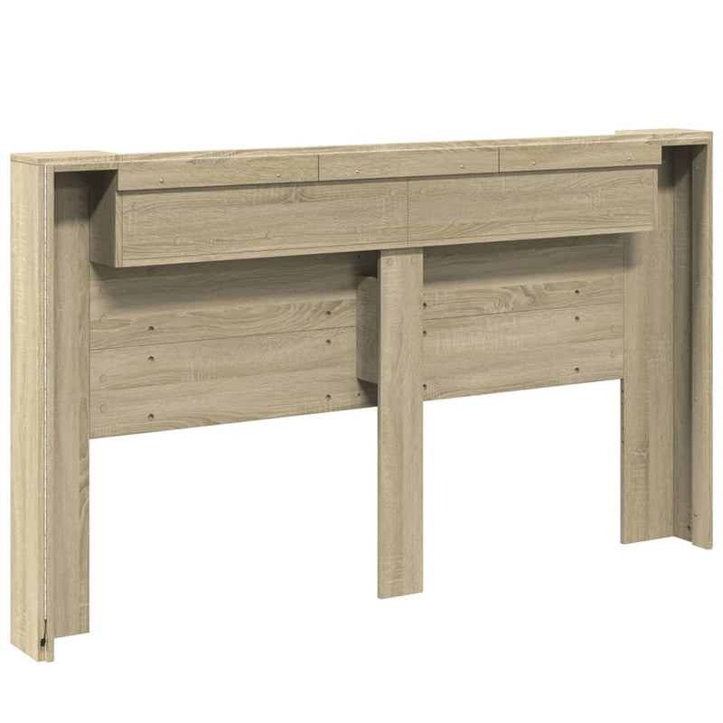 Headboard Cabinet with LED Sonoma Oak 180x16.5x103.5 cm