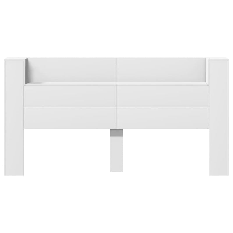 Headboard Cabinet with LED White 200x16.5x103.5 cm