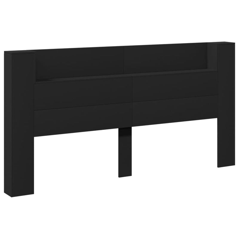 Headboard Cabinet with LED Black 200x16.5x103.5 cm