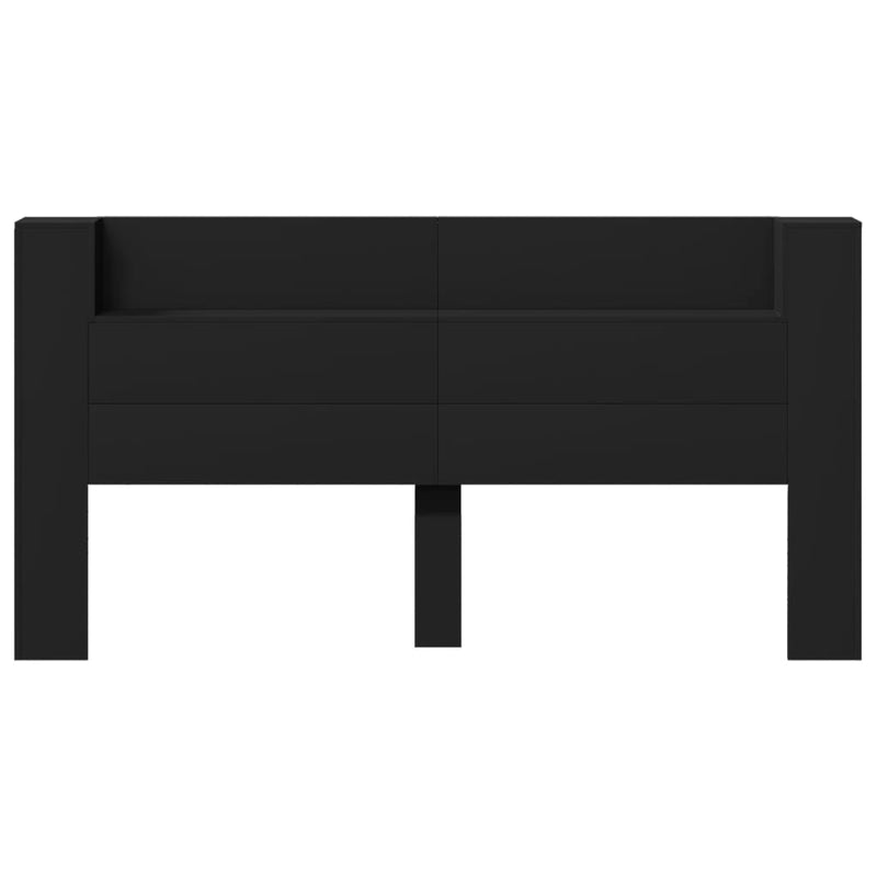 Headboard Cabinet with LED Black 200x16.5x103.5 cm