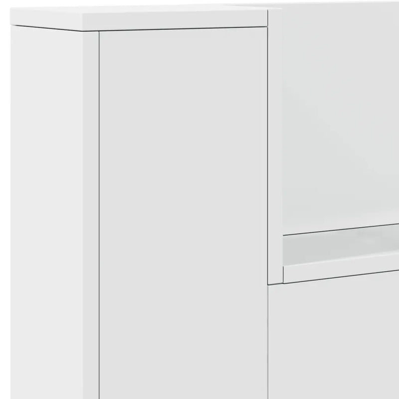 Headboard Cabinet with LED White 220 cm
