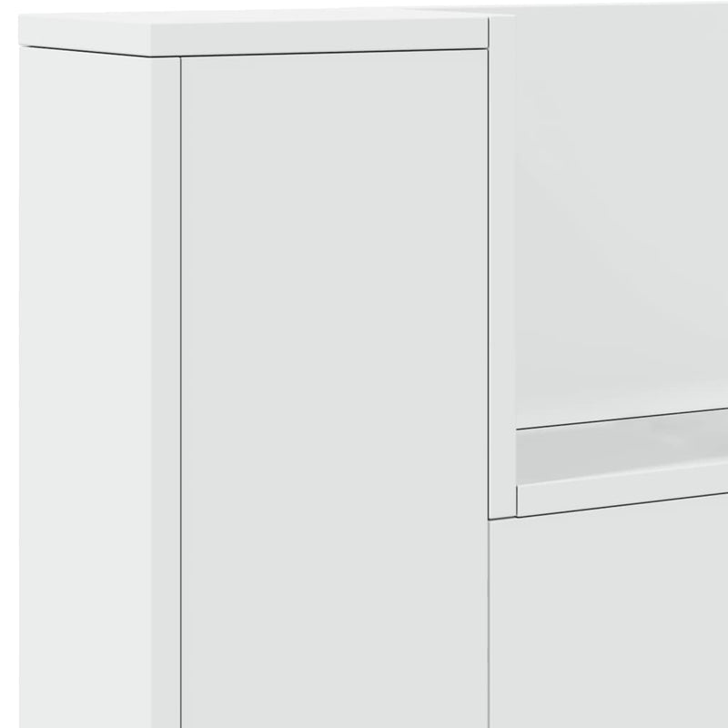 Headboard Cabinet with LED White 220x16.5x103.5 cm