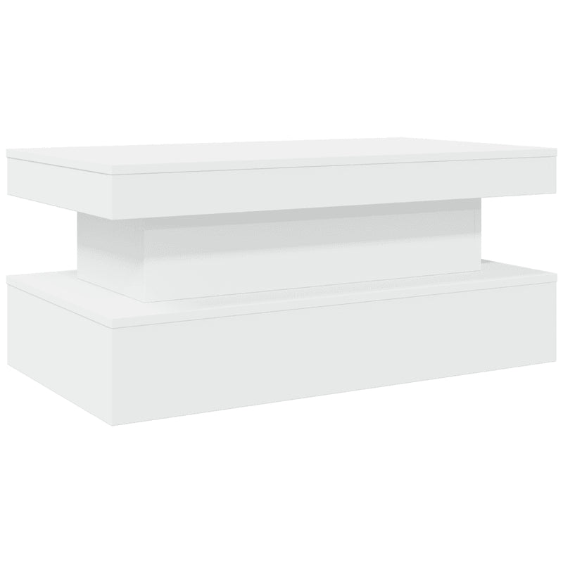Coffee Table with LED Lights White 90x50x40 cm