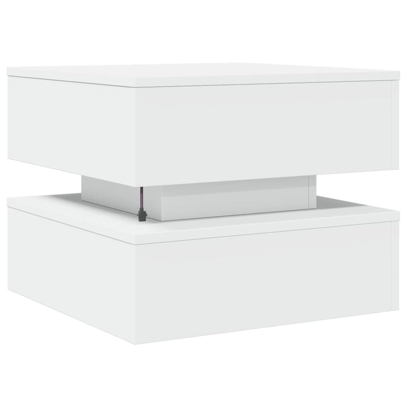 vidaXL Coffee Table with LED Lights White 50x50x40 cm