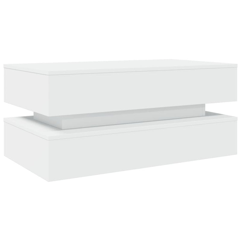 vidaXL Coffee Table with LED Lights White 90x50x40 cm