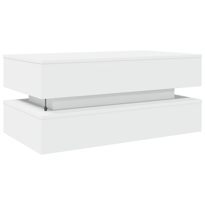 vidaXL Coffee Table with LED Lights White 90x50x40 cm