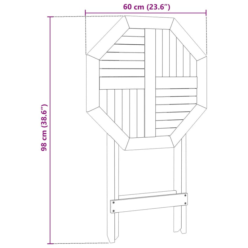 vidaXL Folding Garden Table Ø60x75 cm Solid Wood Acacia