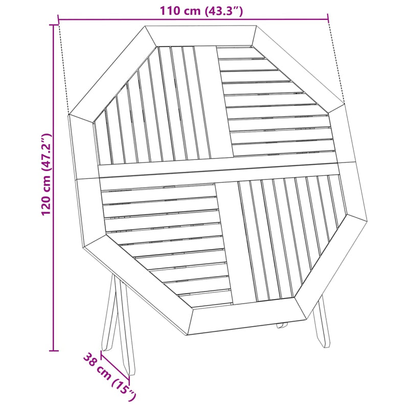 vidaXL Folding Garden Table Ø110x75 cm Solid Wood Acacia