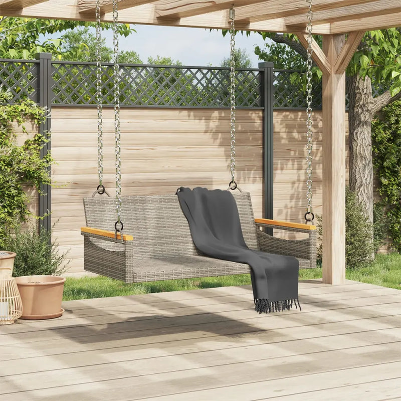 Swing Bench Grey 109x62x40 cm Poly Rattan