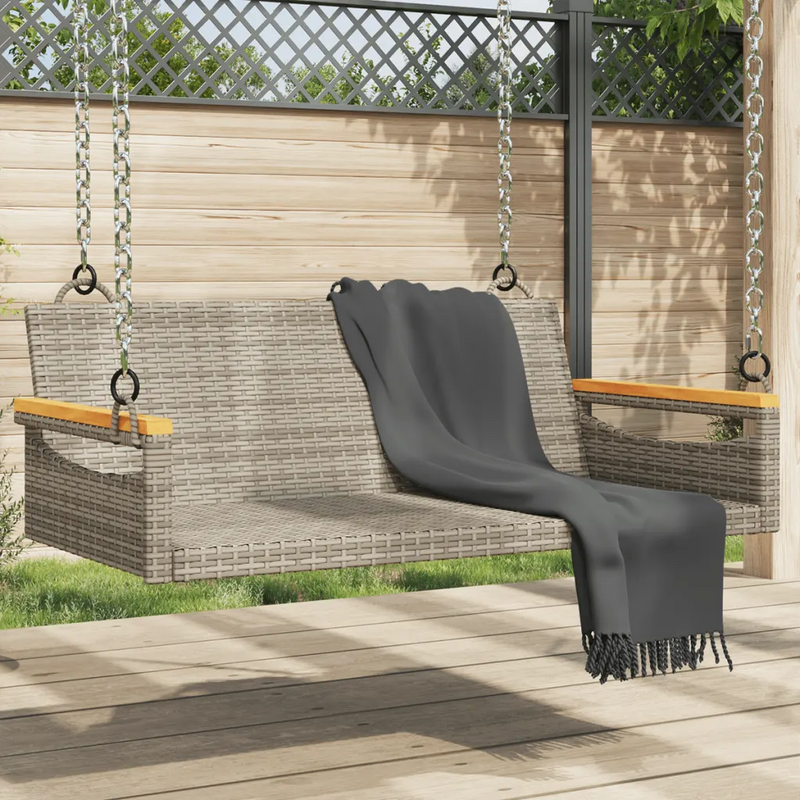 Swing Bench Grey 109x62x40 cm Poly Rattan