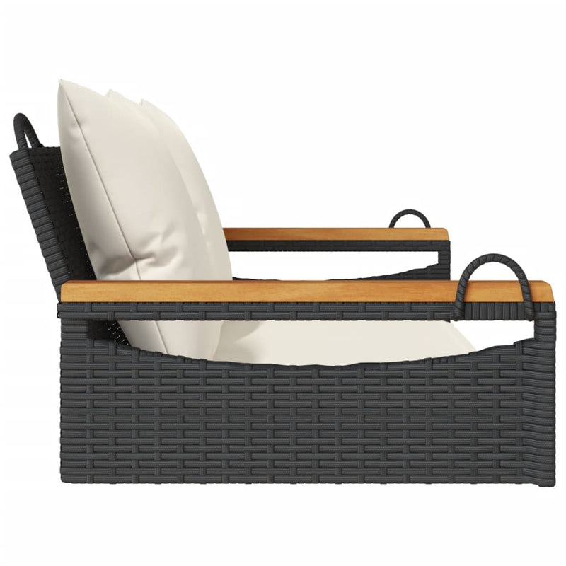 vidaXL Swing Bench with Cushions Black 109x62x40 cm Poly Rattan
