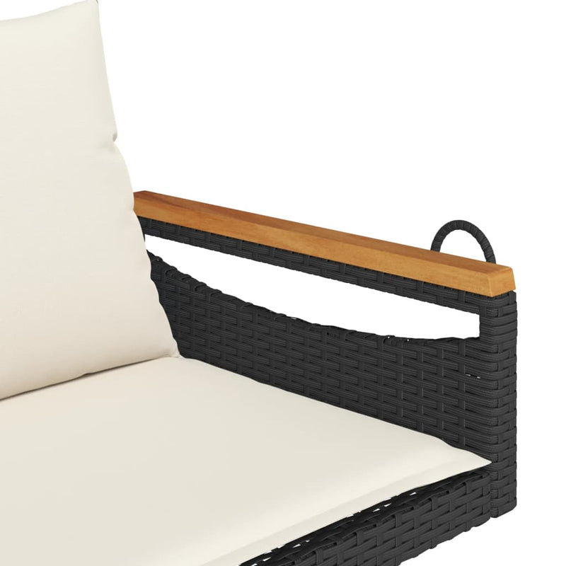 vidaXL Swing Bench with Cushions Black 109x62x40 cm Poly Rattan