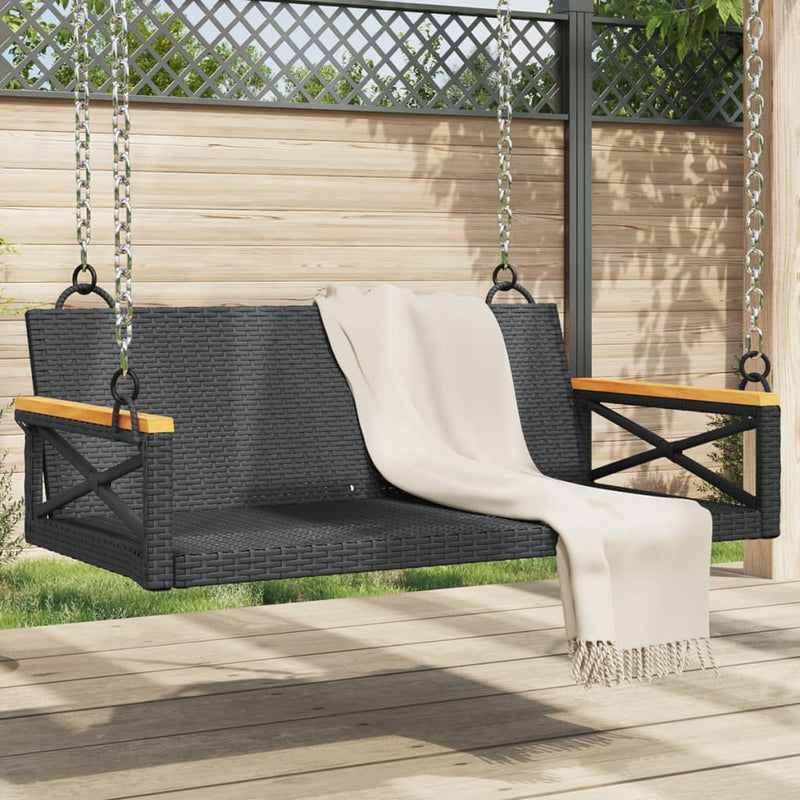 vidaXL Swing Bench Black 109x62x40 cm Poly Rattan
