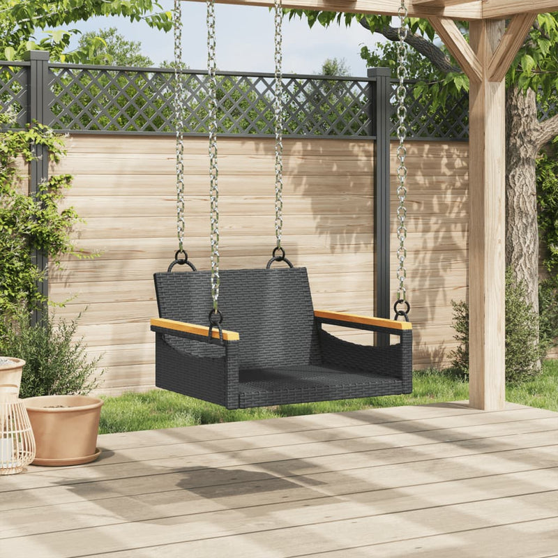 vidaXL Swing Bench Black 63x62x40 cm Poly Rattan