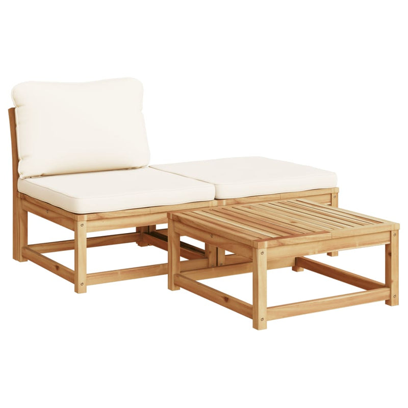 vidaXL 3 Piece Garden Lounge Set with Cushions Solid Wood Acacia
