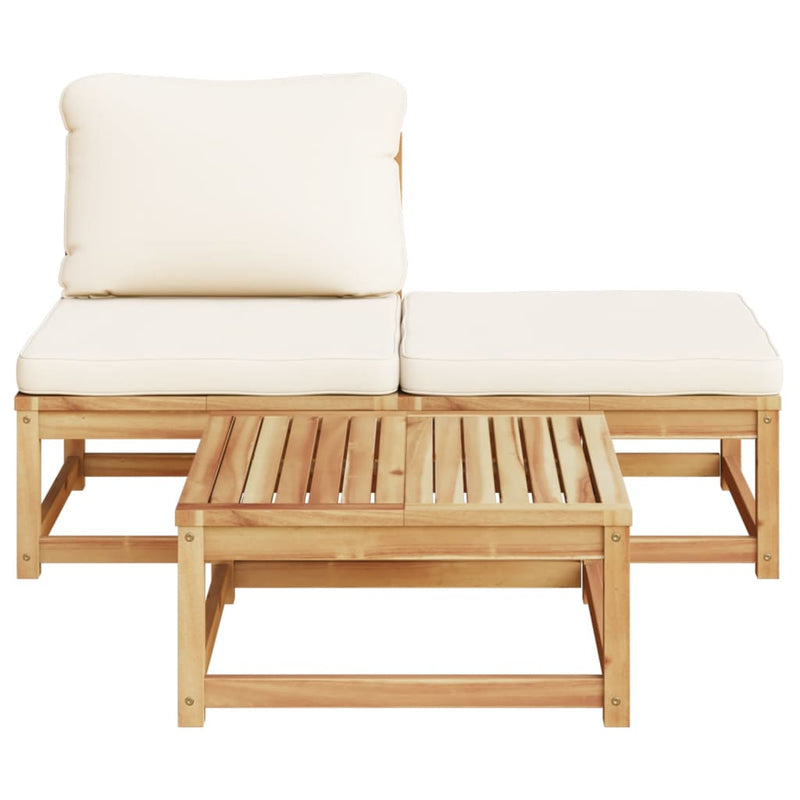 vidaXL 3 Piece Garden Lounge Set with Cushions Solid Wood Acacia