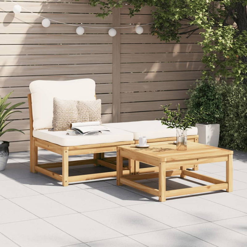 vidaXL 3 Piece Garden Lounge Set with Cushions Solid Wood Acacia