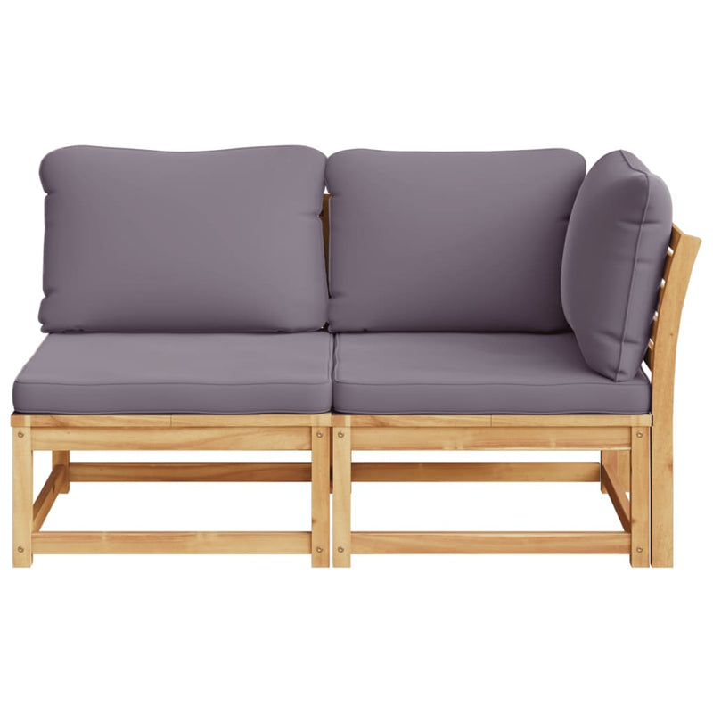 vidaXL 2 Piece Garden Lounge Set with Cushions Solid Wood Acacia