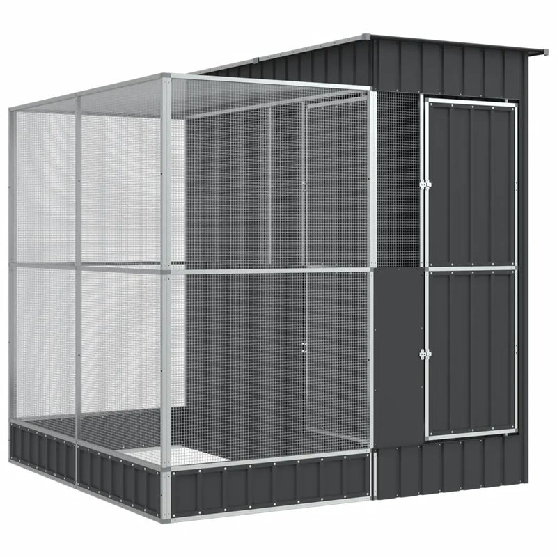 Aviary with Extension Silver 209x203x216 cm Steel