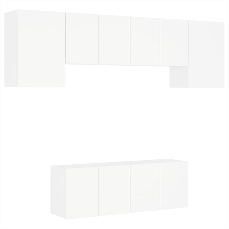 vidaXL 6 Piece TV Wall Units White Engineered Wood