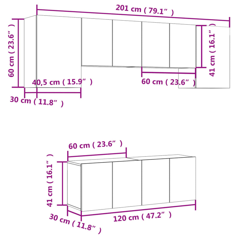 vidaXL 6 Piece TV Wall Units White Engineered Wood
