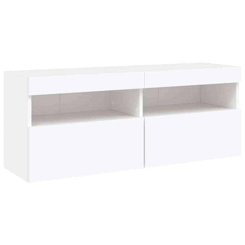 7 Piece TV Wall Cabinet Set with LED Lights White