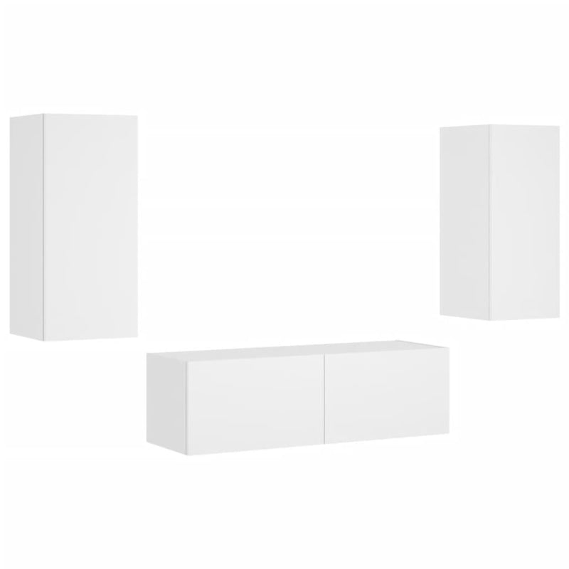 vidaXL 3 Piece TV Wall Cabinets with LED Lights White