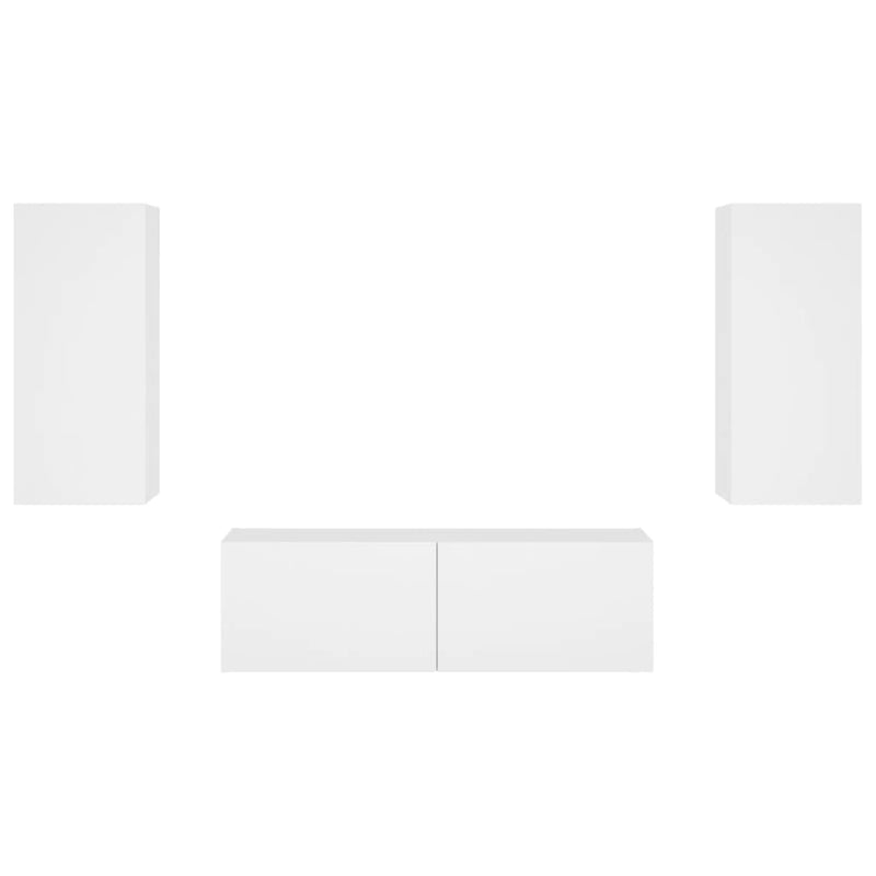vidaXL 3 Piece TV Wall Cabinets with LED Lights White