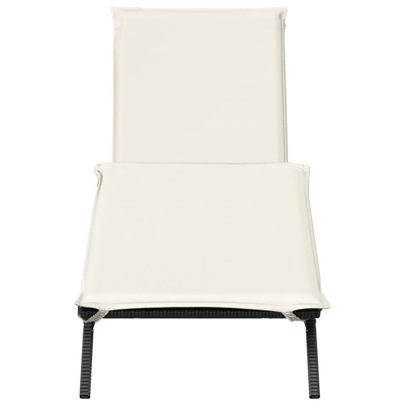 vidaXL Sun Lounger with Cushion Black Poly Rattan