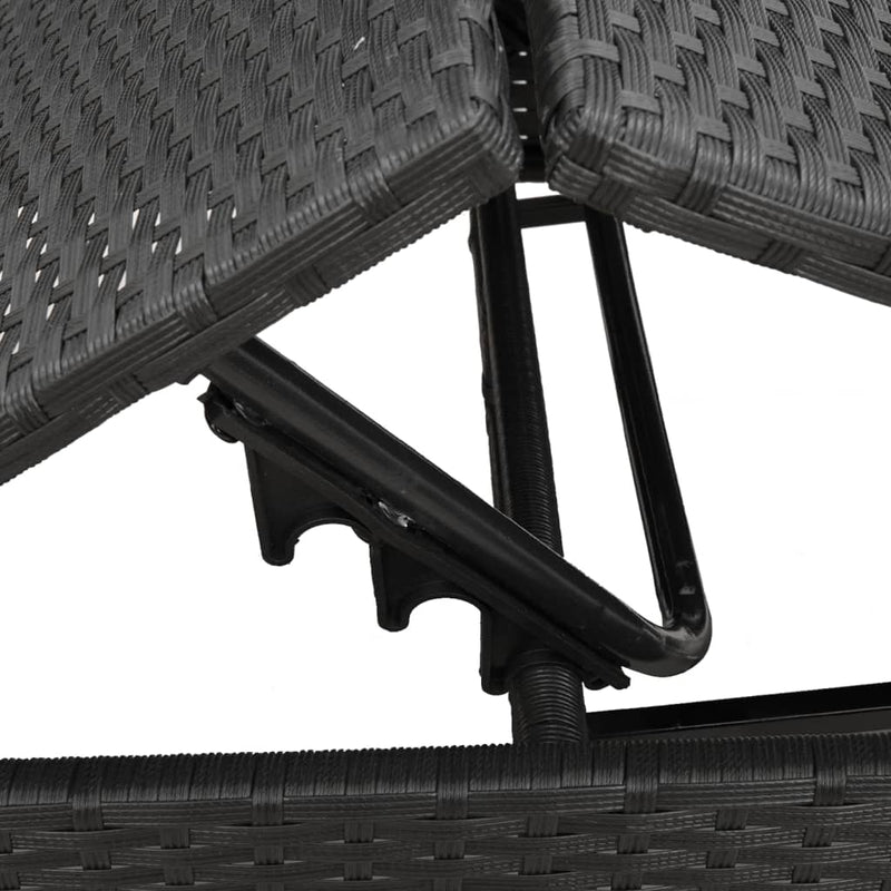 vidaXL Sun Loungers 2 pcs with Table Black Poly Rattan