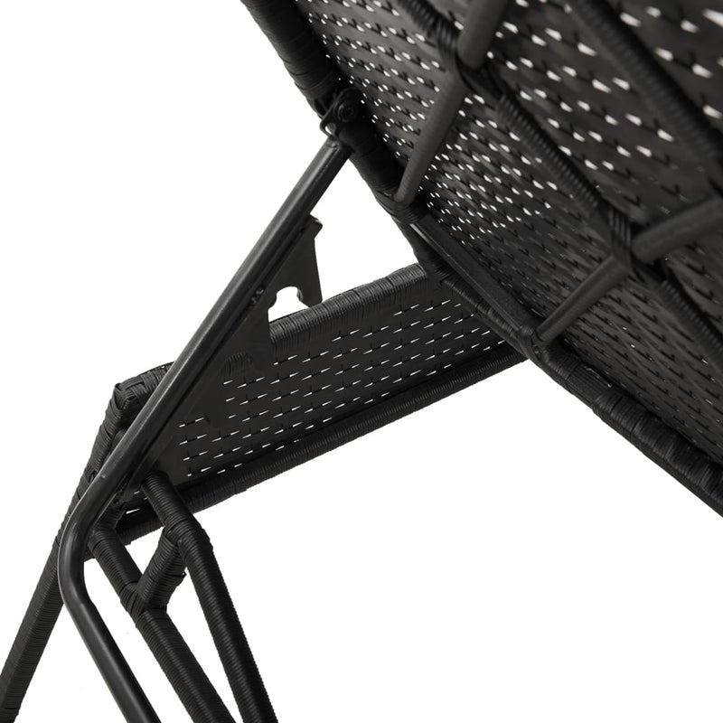 vidaXL Sun Loungers 2 pcs with Table Black Poly Rattan