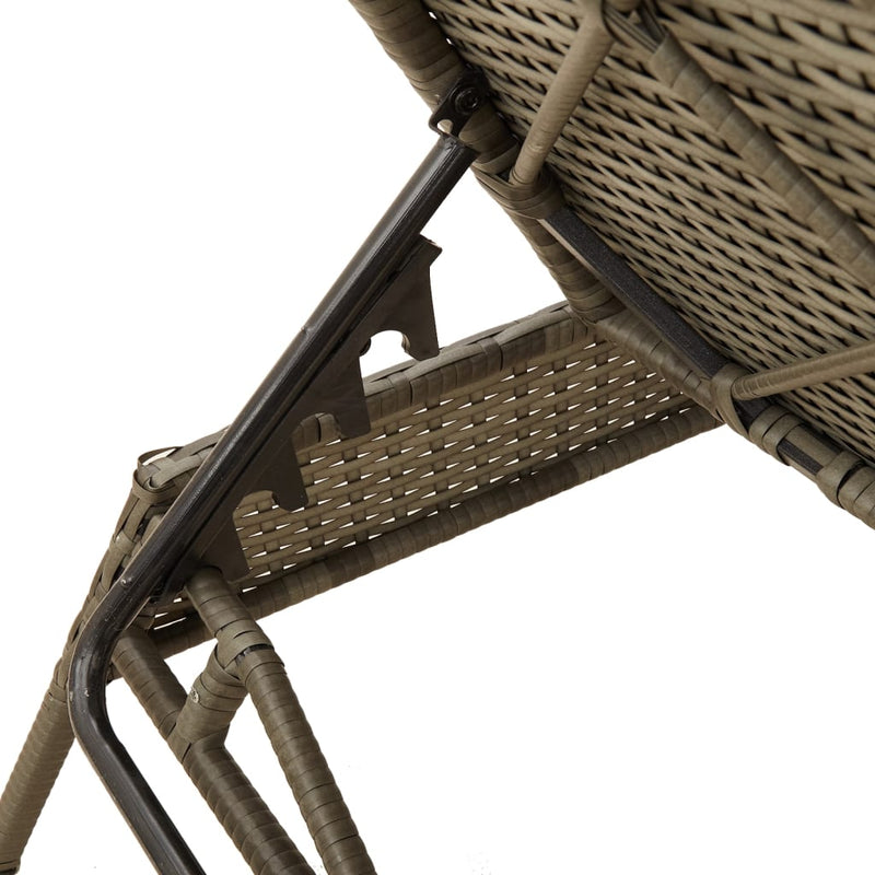 vidaXL Sun Loungers 2 pcs with Table Grey Poly Rattan