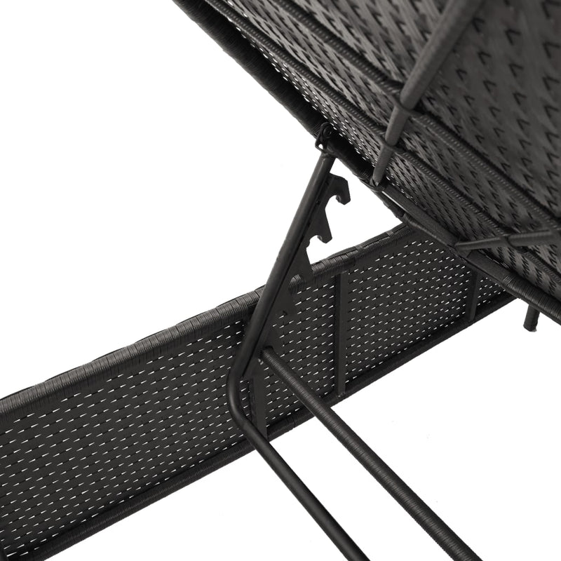 vidaXL Sun Lounger with Cushion Black Poly Rattan