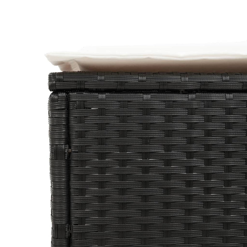 vidaXL Sun Lounger with Table and Cushion Black Poly Rattan