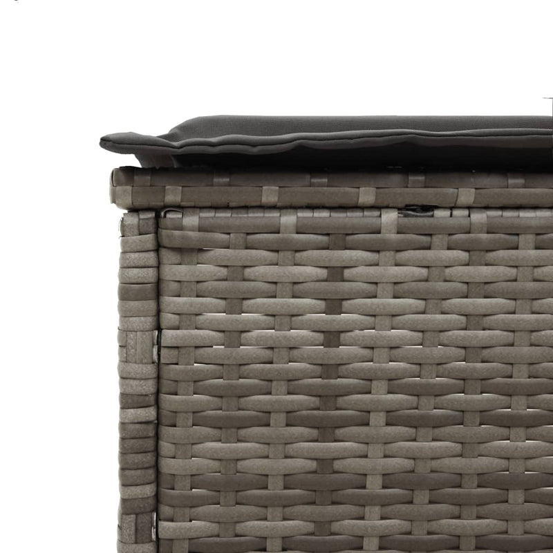 vidaXL Sun Lounger with Table and Cushion Grey Poly Rattan
