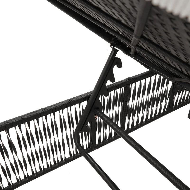 vidaXL Sun Lounger with Cushion Black Poly Rattan