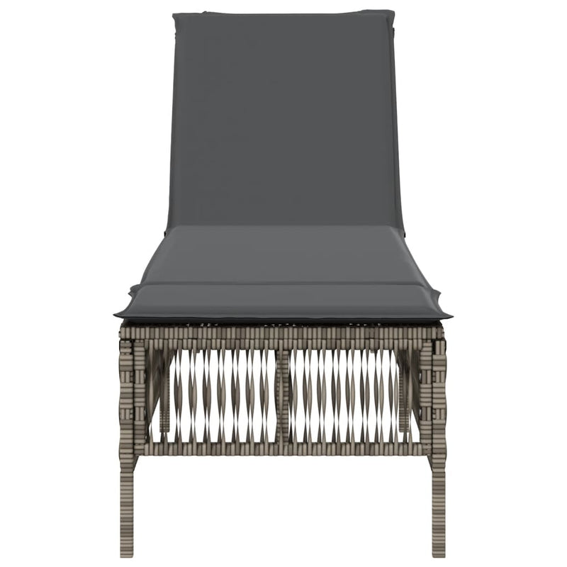 vidaXL Sun Lounger with Cushion Grey Poly Rattan