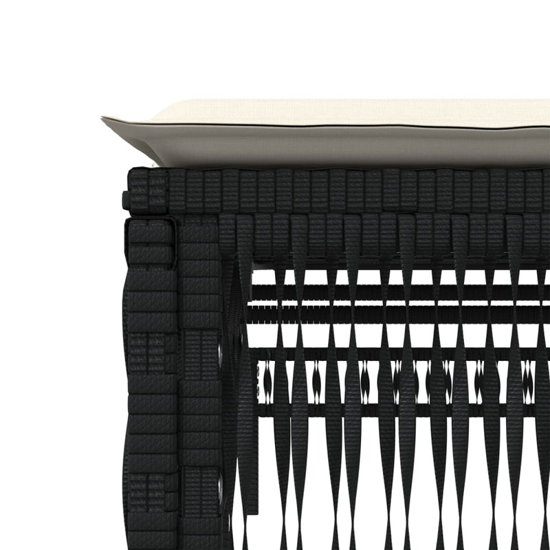 vidaXL Sun Loungers 2 pcs with Table Black Poly Rattan