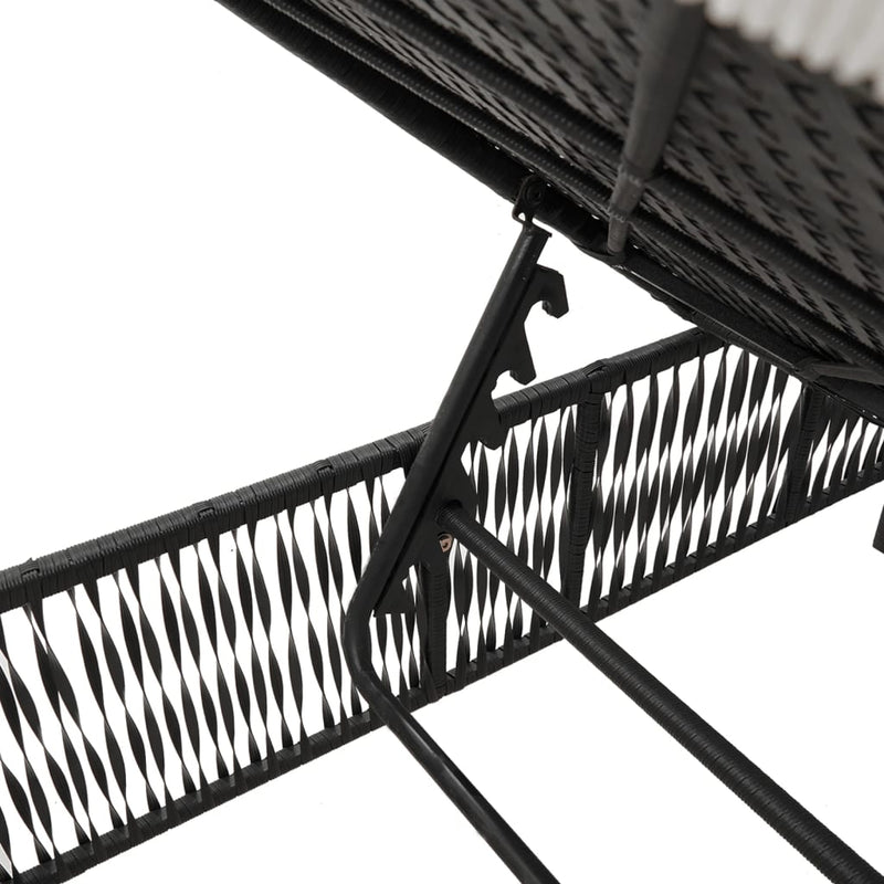 vidaXL Sun Loungers 2 pcs with Table Black Poly Rattan