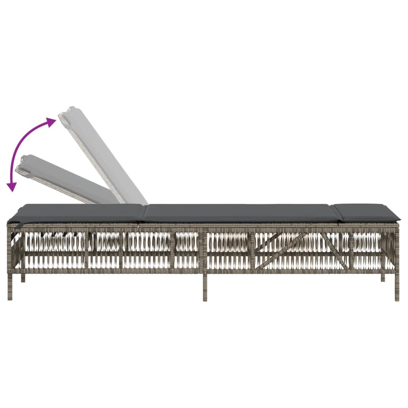 vidaXL Sun Loungers 2 pcs with Table Grey Poly Rattan