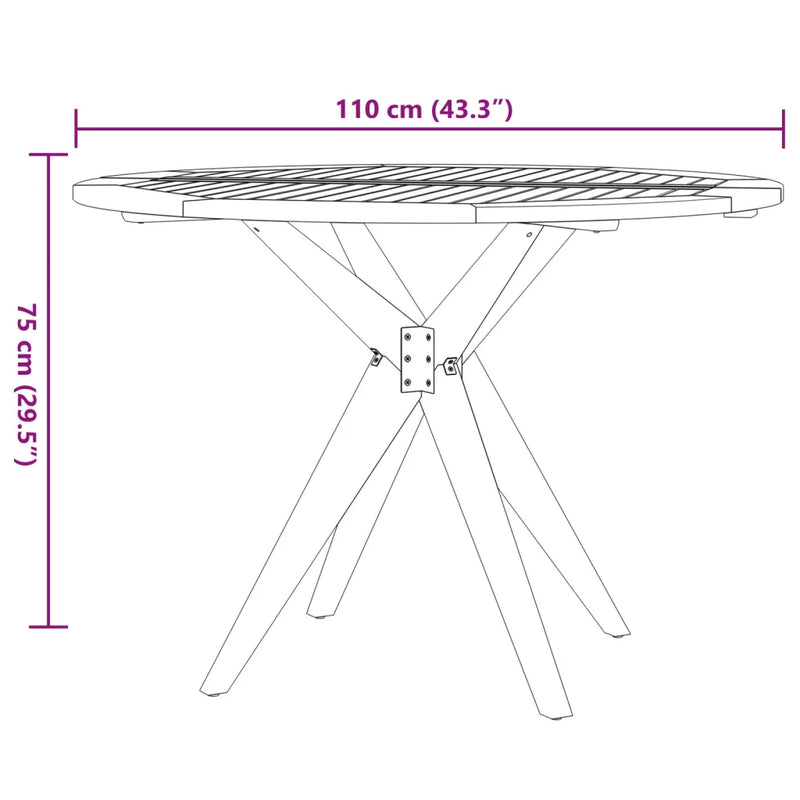 Garden Table Round Ø110x75 cm Solid Wood Acacia